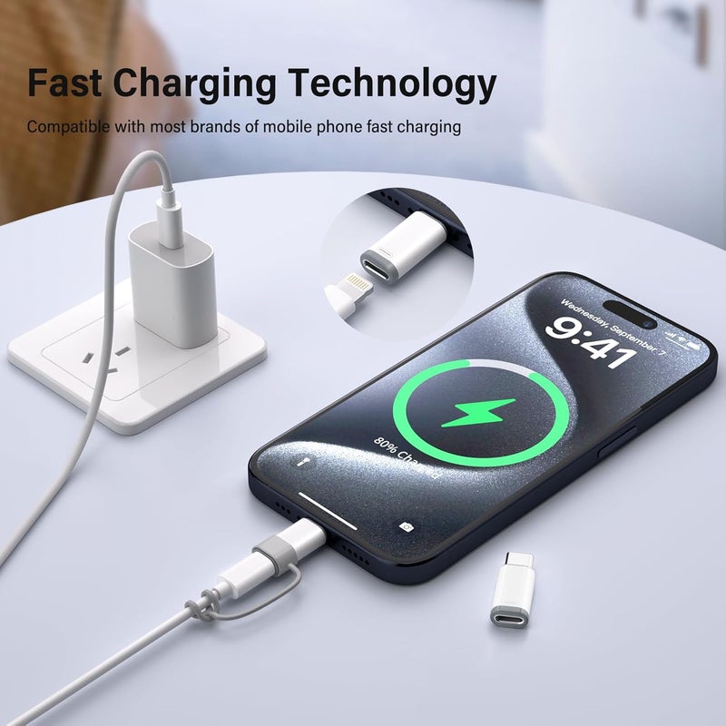 Thousover 4 Pack Lightning to USB C Adapter for iPhone 15/16/17 Pro/17 Pro Max,for iPhone 17/16 Charger,17/16 Accessories,Fast Charging & Data Transfer,USB C Charger Connector Cable,Not for Audio/OTG - Image 4